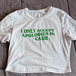 Dolls Kill White Tee with Green Print